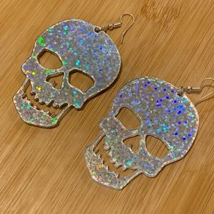 Holographic Acrylic Skull Earrings